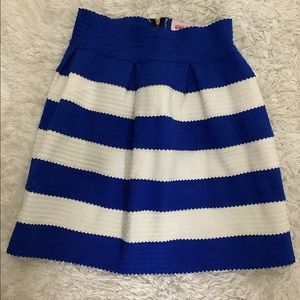 Blue & white striped skater skirt